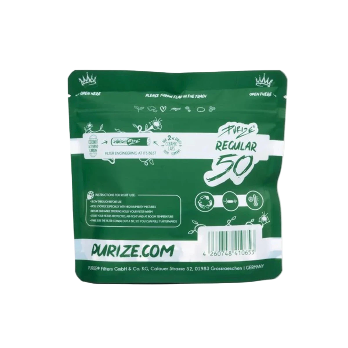 PURIZE® Aktivkohlefilter White 9mm 50 Stk