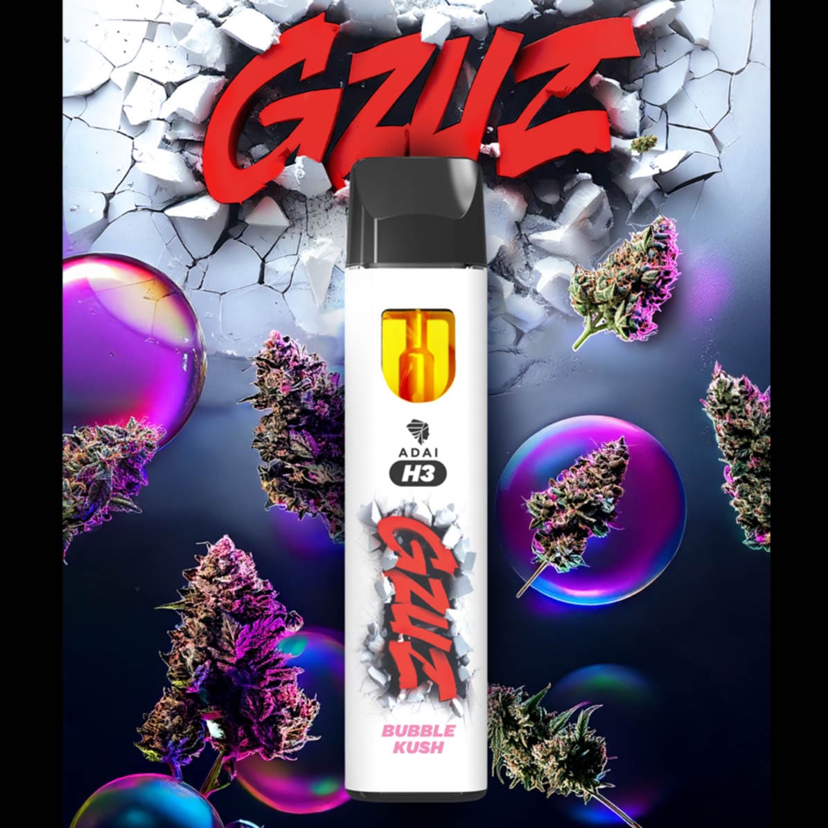 GZUZ - H3BTA Superior Blend Vape - BUBBLE KUSH V2 - 95% H3 - 1ml