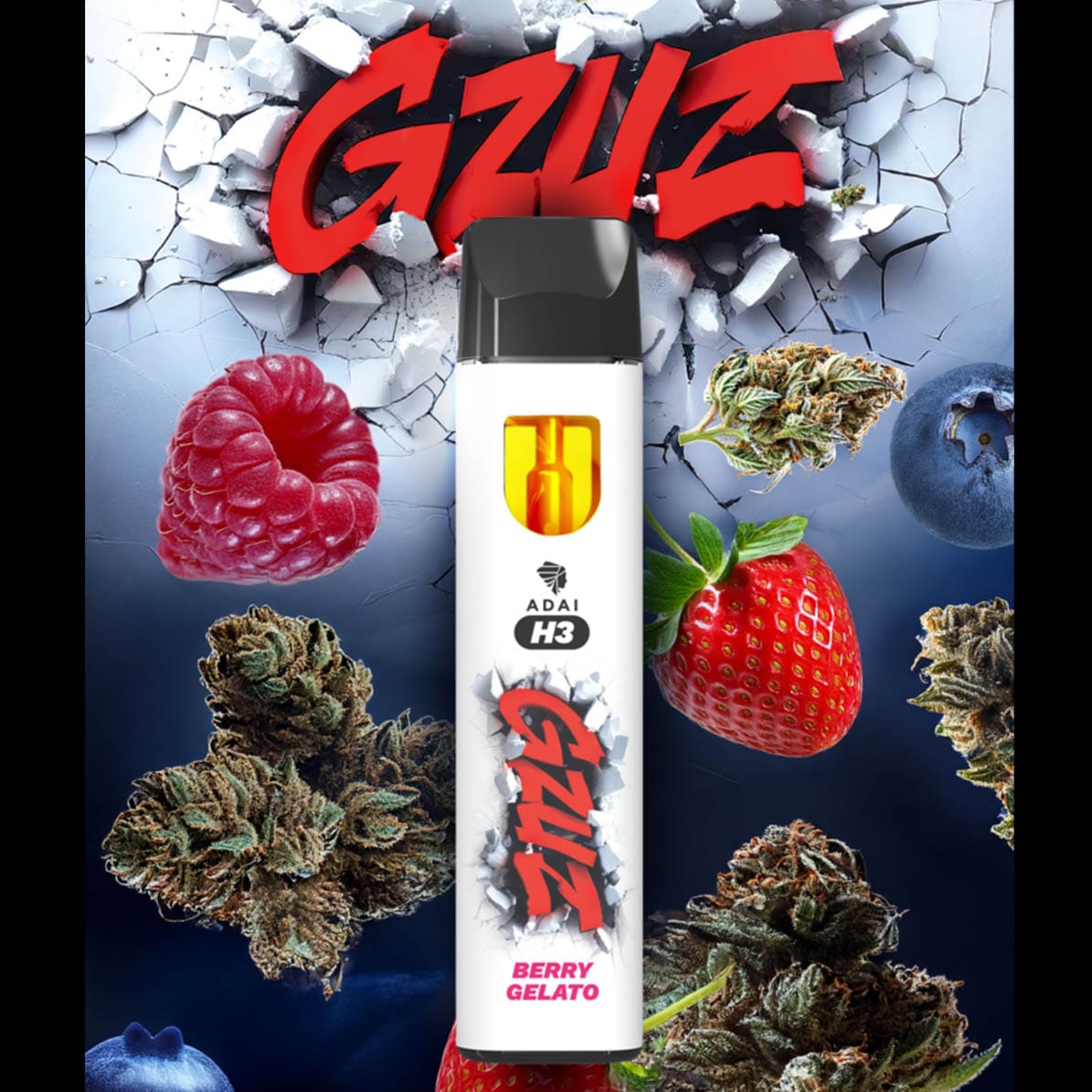 GZUZ - H3BTA Superior Blend Vape Berry Gelato V2 - 95% H3 - 1ml