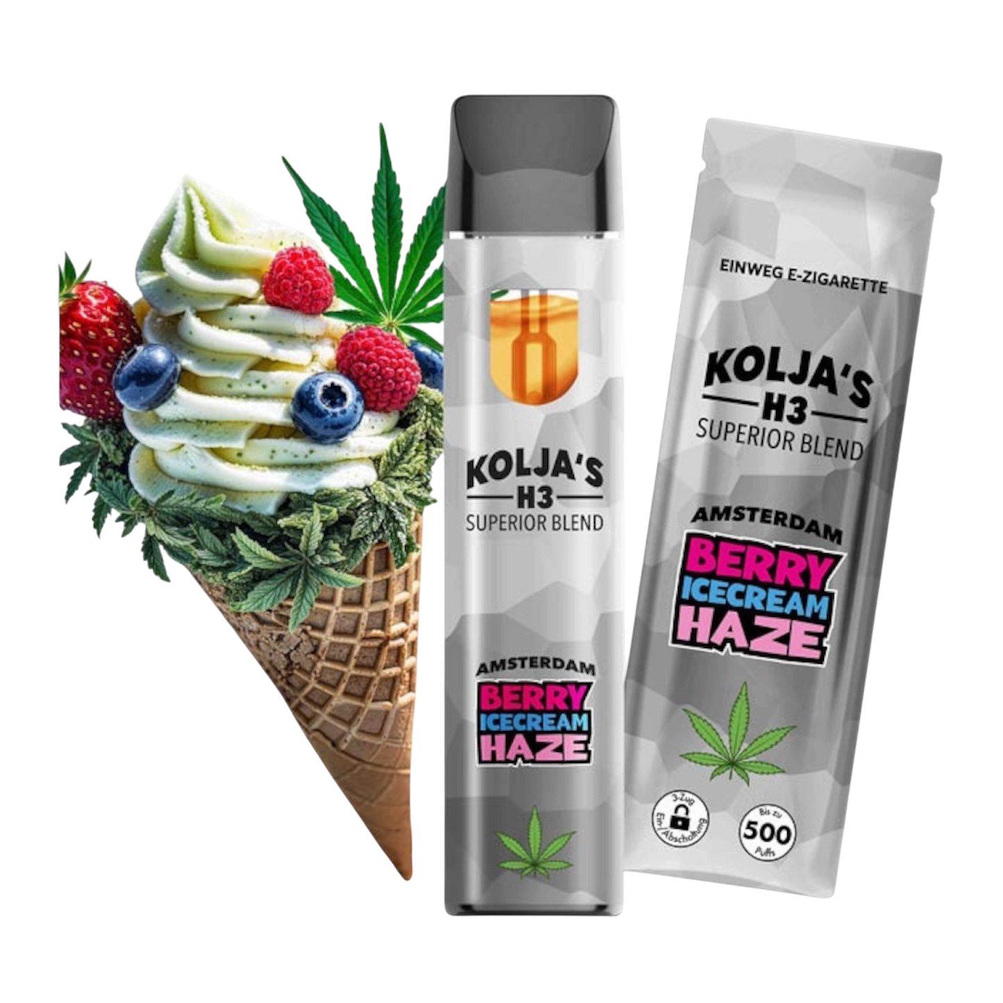 Kolja's H3 Superior- Berry Icecream Haze E-Sisha 1ml - 97%