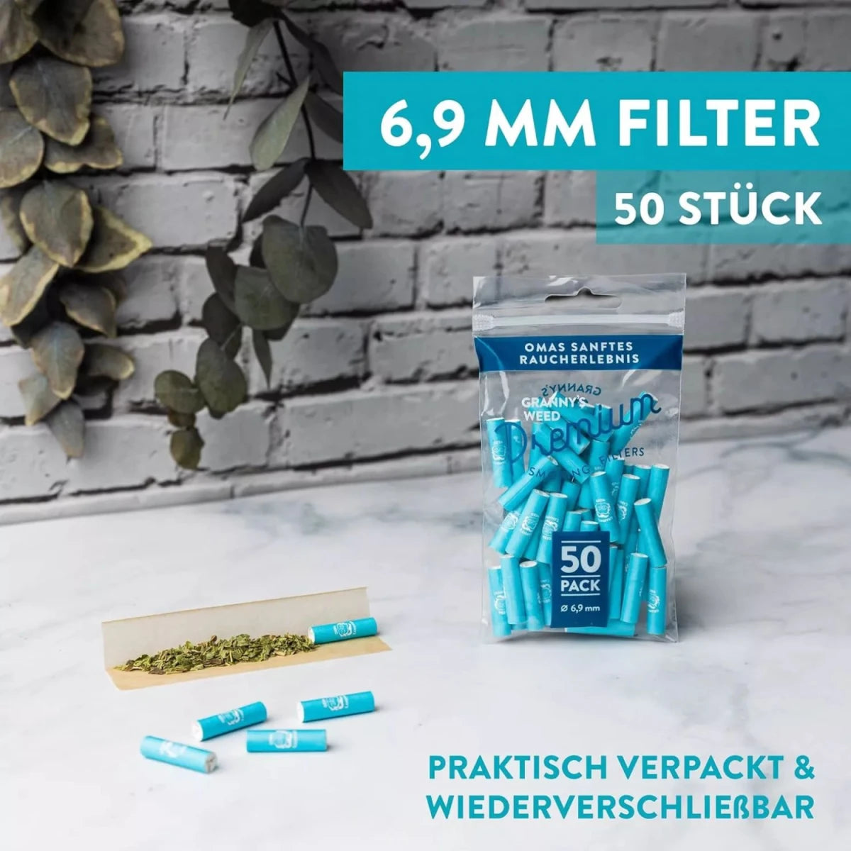 Grannys Weed Premium Aktivkohlefilter 6,9mm 50 Stk